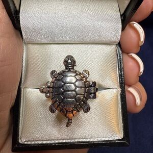 Poison Ring 925 Solid Sterling Silver Turtle Reptile Locket Ring Animal Reptile